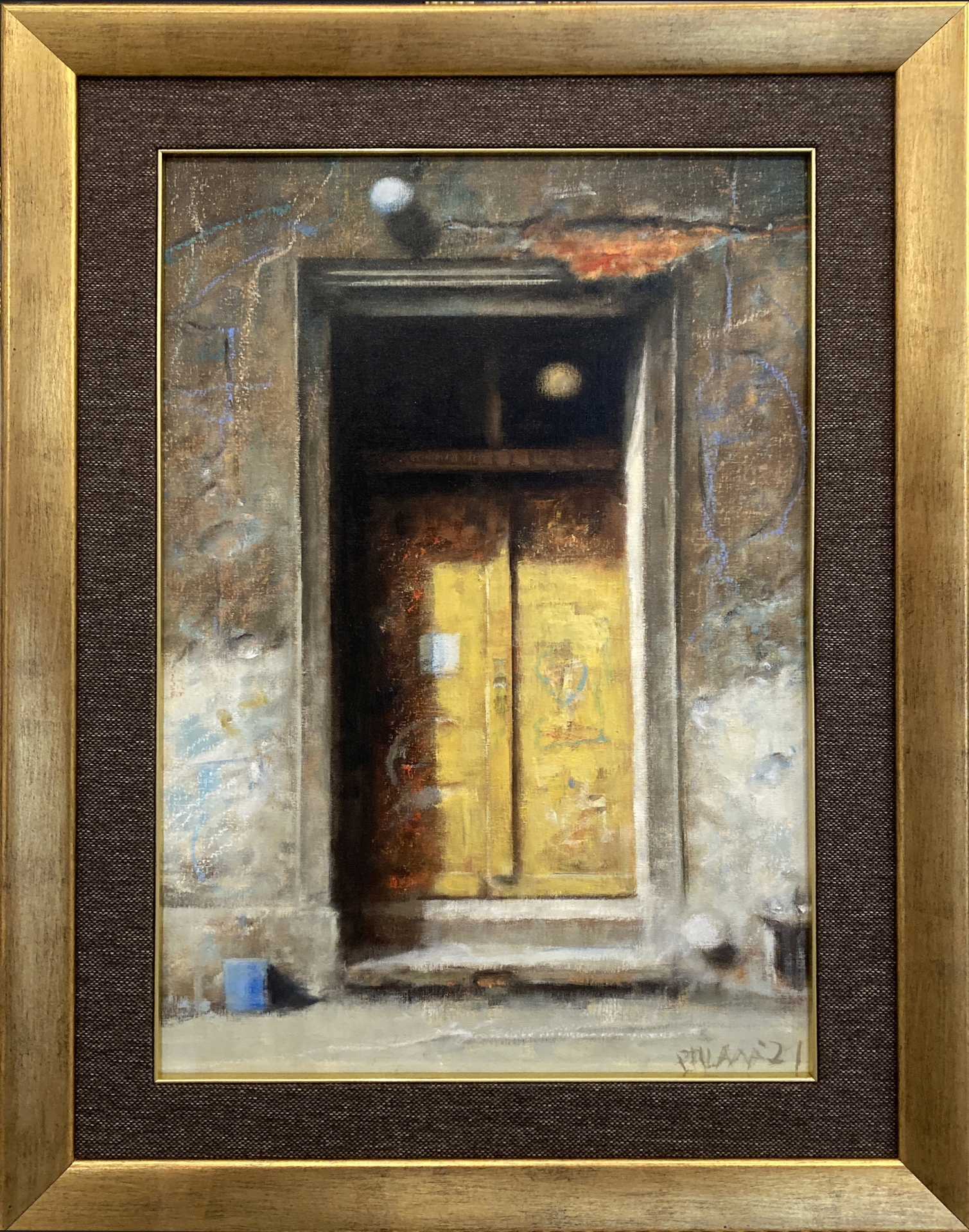 Żółte drzwi olej płótno, 60x40